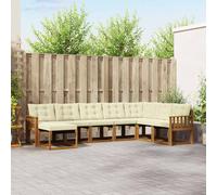 vidaXL Set di divani da esterno con cuscino 8 pcs Naturale e Crema, Divano Sezionale Moderno per Giardino, Set Lounge Esterno, Mobili da Patio, Comoda Soluzione per Sedersi