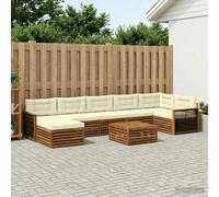 vidaXL Set di divani da esterno con cuscino 8 pcs Naturale e Crema, Set divani da esterno, divano modulare per giardino, mobili da patio resistenti per relax e svago all'aperto