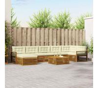 vidaXL Set di divani da esterno con cuscino 8 pcs Naturale e Crema
