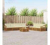 vidaXL Set di divani da esterno con cuscino 8 pcs Naturale e Crema, Divano da giardino, set moderno per esterni, sezionale resistente, posti in terrazza, mobile comfy