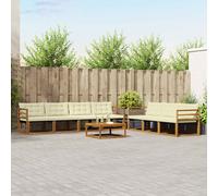 vidaXL Set di divani da esterno con cuscino 8 pcs Naturale e Crema, Divano da esterno, moderno set sezionale per patio, arredamento resistente per giardino e relax in terrazza