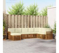 vidaXL Set di divani da esterno con cuscino 8 pcs Naturale e Crema