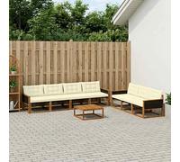 vidaXL Set di divani da esterno con cuscino 8 pcs Naturale e Crema, Divano da esterno, moderno set sezionale per patio, arredamento resistente per giardino e relax in terrazza
