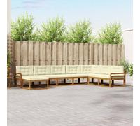 vidaXL Set di divani da esterno con cuscino 8 pcs Naturale e Crema, Divano Sezionale Moderno in Acacia, Mobili da Giardino, Relax nel Patio, Comfort per il Tuo Giardino