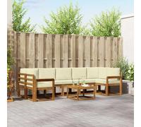 vidaXL Set di divani da esterno con cuscino 8 pcs Naturale e Crema, Set Divano Esterno in Legno di Acacia, Lounge Moderna, Modularità, Arredo per Giardino, Comodità in Cortile