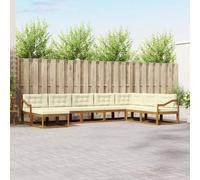 vidaXL Set di divani da esterno con cuscino 8 pcs Naturale e Crema, Divano Sezionale Moderno in Acacia, Mobili da Giardino, Relax nel Patio, Comfort per il Tuo Giardino