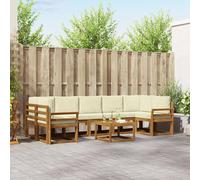 vidaXL Set di divani da esterno con cuscino 8 pcs Naturale e Crema, Set Divano Esterno in Legno di Acacia, Lounge Moderna, Modularità, Arredo per Giardino, Comodità in Cortile