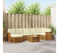vidaXL Set divano sezionale con cuscino 8 pcs Naturale e Crema, Divano da giardino, set moderno per esterni, mobili sezionali per terrazza, lounge resistente e confortevole