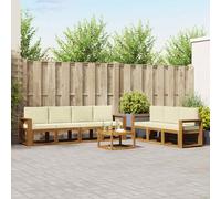 vidaXL Set di divani da esterno con cuscino 8 pcs Naturale e Crema, Divano da Esterno Moderno, Sezionale da Giardino, Lounge Patio Durevole, Set Comodo per il Relax in Terrazza