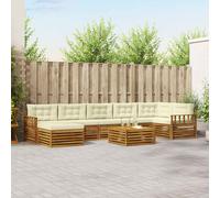 vidaXL Set di divani da esterno con cuscino 8 pcs Naturale e Crema, Set divano sezionale da giardino, arredo esterno moderno, resistente per rilassarsi in giardino