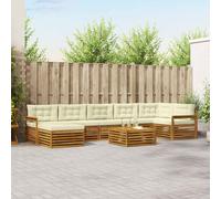 vidaXL Set di divani da esterno con cuscino 8 pcs Naturale e Crema, Set divano sezionale da giardino, arredo esterno moderno, resistente per rilassarsi in giardino