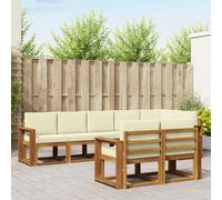 vidaXL Set di divani da esterno con cuscino 8 pcs Naturale e Crema, Divano da esterno moderno per terrazze, set di divani per patio stiloso, mobili resistenti per un comfort totale