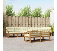 vidaXL Set di divani da esterno con cuscino 8 pcs Naturale e Crema, Divano in Legno di Acacia, Mobili da Esterno Moderni, Set di Lounge per Giardino, Divano da Patio Durevole, Seduta Versatile a Bord