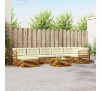 vidaXL Set di divani da esterno con cuscino 8 pcs Naturale e Crema, Set divano sezionale da giardino, arredo esterno moderno, resistente per rilassarsi in giardino