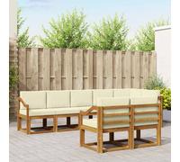 vidaXL Set di divani da esterno con cuscino 8 pcs Naturale e Crema, Divano da esterno moderno per terrazze, set di divani per patio stiloso, mobili resistenti per un comfort totale
