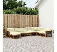 vidaXL Set di divani da esterno con cuscino 8 pcs Naturale e Crema, Divano Sezionale Moderno in Acacia, Mobili da Giardino, Relax nel Patio, Comfort per il Tuo Giardino