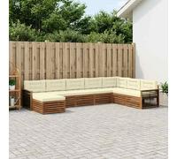 vidaXL Set di divani da esterno con cuscino 8 pcs Naturale e Crema, Divano Lounge da Giardino, Mobili Sezionali Resistenti, Per Patio, Set di Arredo Terrazza