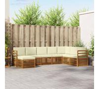 vidaXL Set divano sezionale con cuscino 8 pcs Naturale e Crema, Divano da giardino, set modulare, mobilio outdoor resistente per terrazzo e patio, comodo