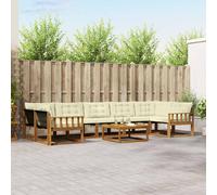 vidaXL Set di divani da esterno con cuscino 8 pcs Naturale e Crema, Set di divani modulari eleganti per esterni, mobili da giardino resistenti al tempo, per un terrazzo comodo
