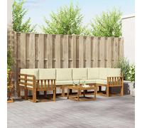 vidaXL Set di divani da esterno con cuscino 8 pcs Naturale e Crema, Set Divano Esterno in Legno di Acacia, Lounge Moderna, Modularità, Arredo per Giardino, Comodità in Cortile