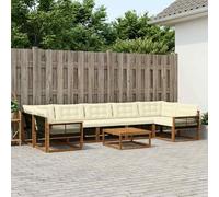 vidaXL Set di divani da esterno con cuscino 8 pcs Naturale e Crema, Set di divani modulari eleganti per esterni, mobili da giardino resistenti al tempo, per un terrazzo comodo