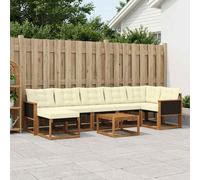 vidaXL Set di divani da esterno con cuscino 8 pcs Naturale e Crema, Set Lounge Minimalista per Esterni, Mobili Resistenti alle Intemperie, Divano Comodo in Texilene, Posti in Giardino