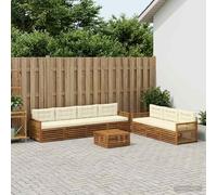 vidaXL Set di divani da esterno con cuscino 8 pcs Naturale e Crema, Divano da Giardino, Arredo Esterno Moderno, Set Sezionale per Terrrazza e Lounge Comfortevole