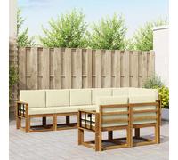 vidaXL Set di divani da esterno con cuscino 8 pcs Naturale e Crema, Divano da esterno moderno per terrazze, set di divani per patio stiloso, mobili resistenti per un comfort totale