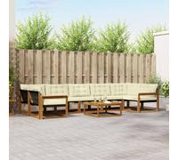 vidaXL Set di divani da esterno con cuscino 8 pcs Naturale e Crema, Set di divani modulari eleganti per esterni, mobili da giardino resistenti al tempo, per un terrazzo comodo