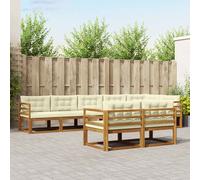 vidaXL Set di divani da esterno con cuscino 8 pcs Naturale e Crema, Divano in Legno di Acacia, Mobili da Esterno Moderni, Set di Lounge per Giardino, Divano da Patio Durevole, Seduta Versatile a Bord