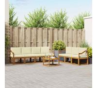 vidaXL Set di divani da esterno con cuscino 8 pcs Naturale e Crema, Divano da Esterno Moderno, Sezionale da Giardino, Lounge Patio Durevole, Set Comodo per il Relax in Terrazza