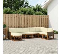 vidaXL Set di divani da esterno con cuscino 8 pcs Naturale e Crema, Divano moderno per esterni, sezione resistente alle intemperie, arredamento giardino, comfort sul patio