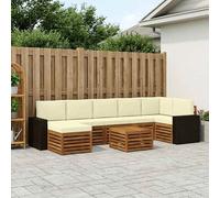 vidaXL Set di divani da esterno con cuscino 8 pcs Naturale e Crema, Divano da giardino, moderni set per esterni, sezionale resistente per terrazze, comfort e relax