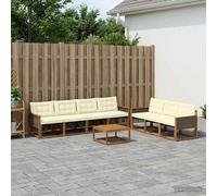 vidaXL Set di divani da esterno con cuscino 8 pcs Naturale e Crema, Divano moderno da giardino, set per terrazza, lounge patio, comodo e sezionabile