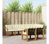 vidaXL Set di divani da esterno con cuscino 8 pcs Naturale e Crema, Divano moderno per esterni, set sezionale per giardino, lounge patio, arredamento resistente e confortevole