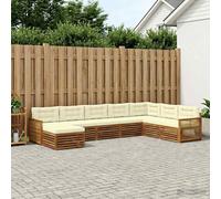 vidaXL Set di divani da esterno con cuscino 8 pcs Naturale e Crema, Divano moderno da esterno, arredamento sezionale, relax in terrazza, set comodo per il patio