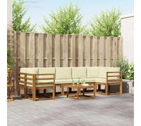 vidaXL Set di divani da esterno con cuscino 8 pcs Naturale e Crema, Set Divano Esterno in Legno di Acacia, Lounge Moderna, Modularità, Arredo per Giardino, Comodità in Cortile