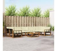 vidaXL Set di divani da esterno con cuscino 8 pcs Naturale e Crema