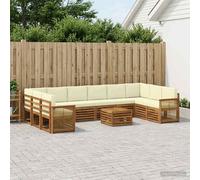 vidaXL Set di divani da esterno con cuscino 8 pcs Naturale e Crema, Divano da Giardino, Arredo Esterno Moderno, Mobili Resistente, Set Relax per Patio e Terrazza