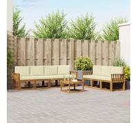 vidaXL Set di divani da esterno con cuscino 8 pcs Naturale e Crema, Divano da Esterno Moderno, Sezionale da Giardino, Lounge Patio Durevole, Set Comodo per il Relax in Terrazza