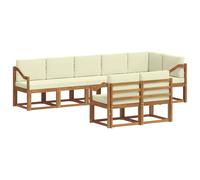vidaXL Set di divani da esterno con cuscino 8 pcs Naturale e Crema, Divano da esterno moderno per terrazze, set di divani per patio stiloso, mobili resistenti per un comfort totale