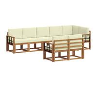 vidaXL Set di divani da esterno con cuscino 8 pcs Naturale e Crema, Divano da esterno moderno per terrazze, set di divani per patio stiloso, mobili resistenti per un comfort totale