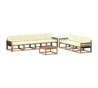 vidaXL Set di divani da esterno con cuscino 8 pcs Naturale e Crema, Divano da esterno, moderno set sezionale per patio, arredamento resistente per giardino e relax in terrazza