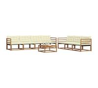 vidaXL Set di divani da esterno con cuscino 8 pcs Naturale e Crema, Divano da esterno, moderno set sezionale per patio, arredamento resistente per giardino e relax in terrazza