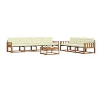vidaXL Set di divani da esterno con cuscino 8 pcs Naturale e Crema, Divano da esterno, moderno set sezionale per patio, arredamento resistente per giardino e relax in terrazza