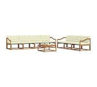 vidaXL Set di divani da esterno con cuscino 8 pcs Naturale e Crema, Divano da esterno, moderno set sezionale per patio, arredamento resistente per giardino e relax in terrazza