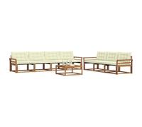 vidaXL Set di divani da esterno con cuscino 8 pcs Naturale e Crema, Divano da esterno, moderno set sezionale per patio, arredamento resistente per giardino e relax in terrazza