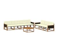 vidaXL Set di divani da esterno con cuscino 8 pcs Naturale e Crema, Divano da esterno, moderno set sezionale per patio, arredamento resistente per giardino e relax in terrazza