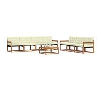 vidaXL Set di divani da esterno con cuscino 8 pcs Naturale e Crema, Divano da esterno, moderno set sezionale per patio, arredamento resistente per giardino e relax in terrazza