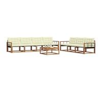 vidaXL Set di divani da esterno con cuscino 8 pcs Naturale e Crema, Divano da esterno, moderno set sezionale per patio, arredamento resistente per giardino e relax in terrazza